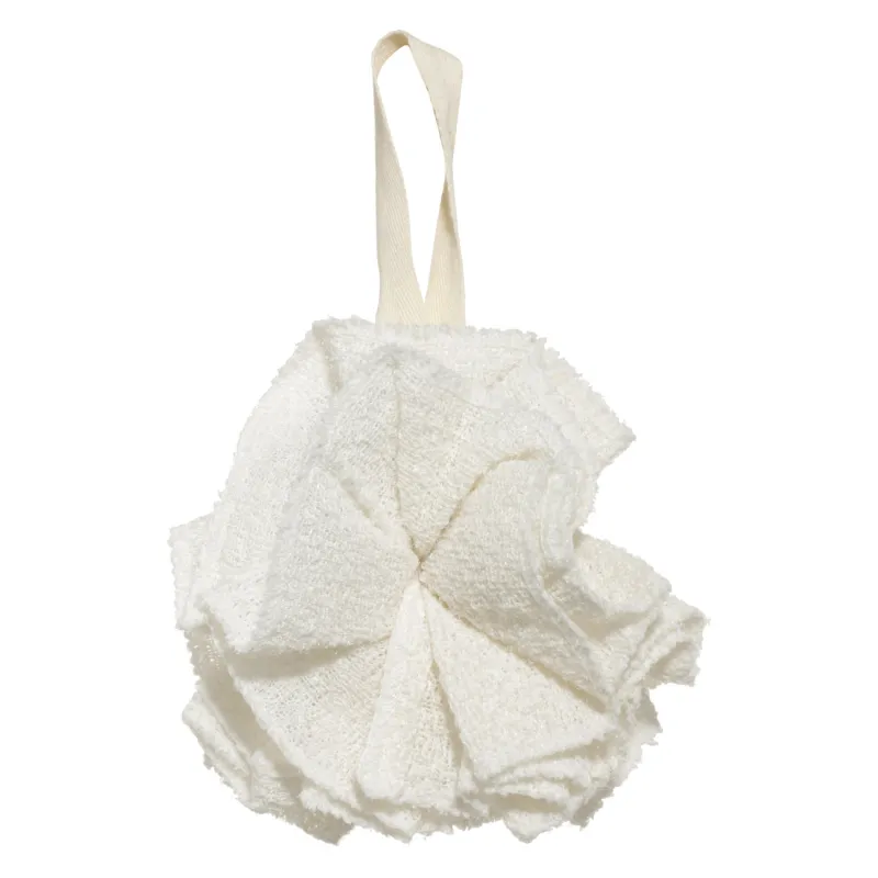 Мочалка для мытья тела, 10 см, отшелушивающая, полиэстер, молочная, Бант, Unique spa, image-1
