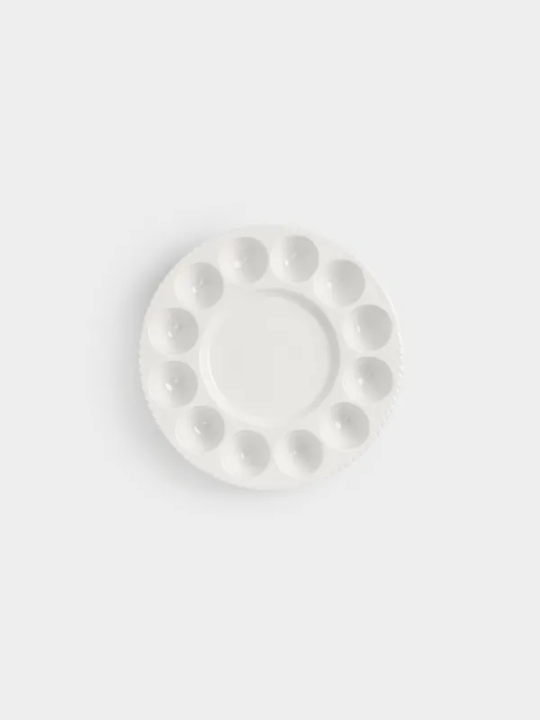 Блюдо пасхальное, 26 см, 12 отд, с местом для кулича, керамика D, молочно-серое, Цветы, Easter, image-3