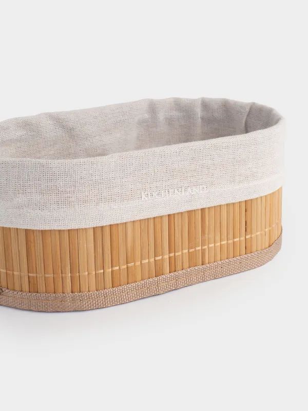Корзина для хлеба, 24х15 см, бамбук/хлопок, овальная, бежевая, Stem, image-3