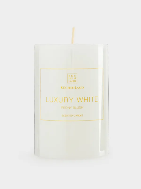 Свеча ароматическая, 10 см, цилиндрическая, белая, Peony Blush, Luxury white, image-2