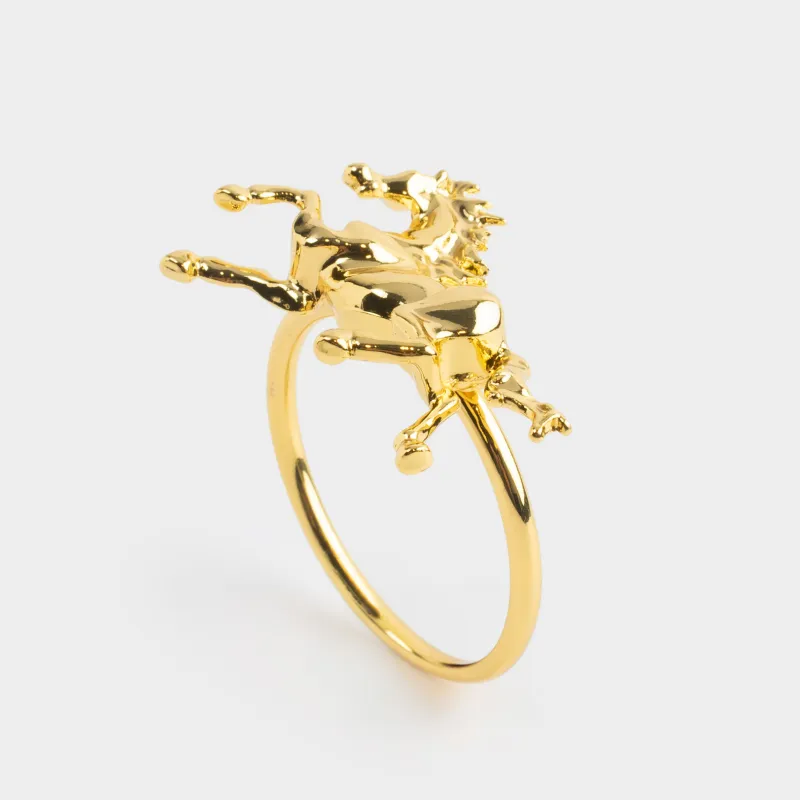 Майлық сақинасы, 5 см, металл, алтын, Жылқы, Horse gold