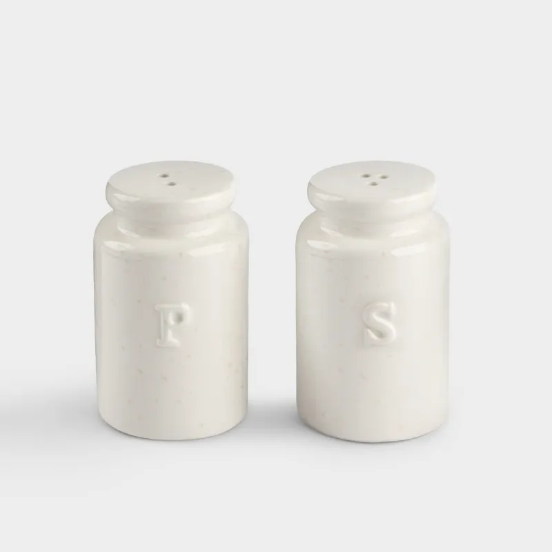 Набор для соли и перца, 8 см, керамика D, молочно-бежевый, в крапинку, Ceramo speckled