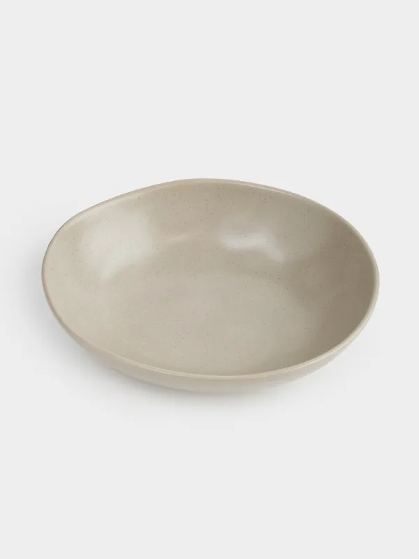 Салат ыдысы, 22х6 см, мл, керамика, сарғылт-қоңыр, Мыжылған әсер, Crumple creme, image-1