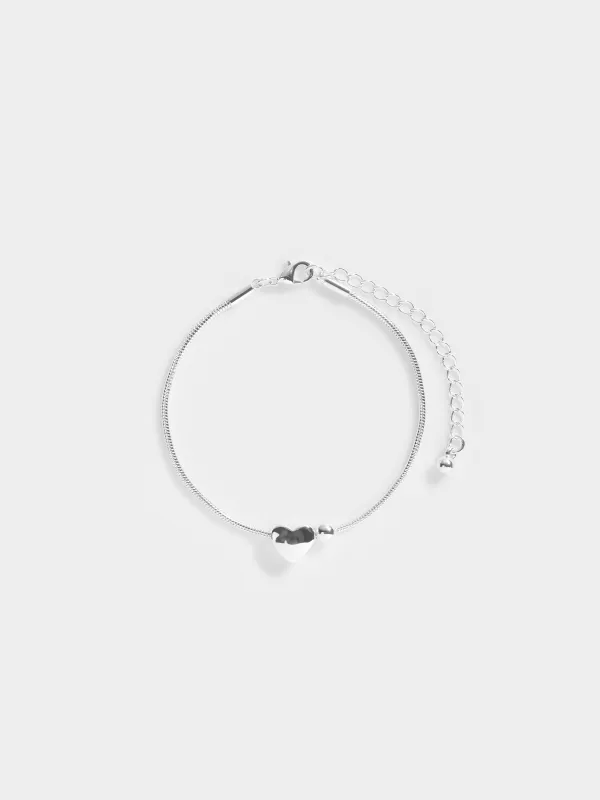 Браслет, 22 см, металл, серебристый, Сердце, Jewelry heart, image-0