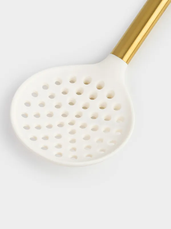 Шумовка, 35 см, силикон/сталь, молочная, Bello gold, image-2