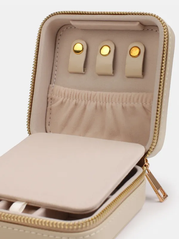 Зергерлік қорап, 12х12 см, айна, жасанды былғары / МДФ, бежевый, Premiere small, image-3