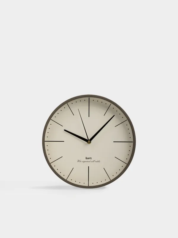 Қабырға сағаты, 30 см, пластик/шыны, дөңгелек, сұр және сарғылт-қоңыр, Dial, image-0