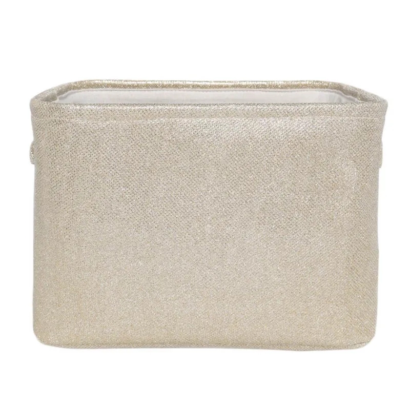 Корзина для хранения, 34x24x24 см, с ручками, полиэстер, прямоугольная, золотистая, Ideally, image-3