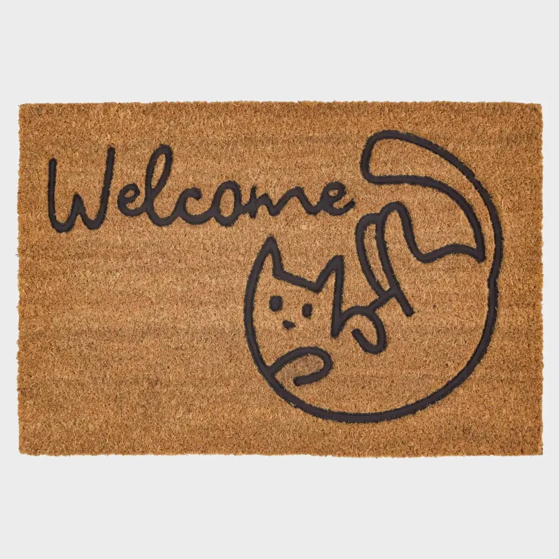 Кілемше, 40х60 см, Кокос жаңғағы/ПВХ, сарғылт-қоңыр, Мысық, Home deco