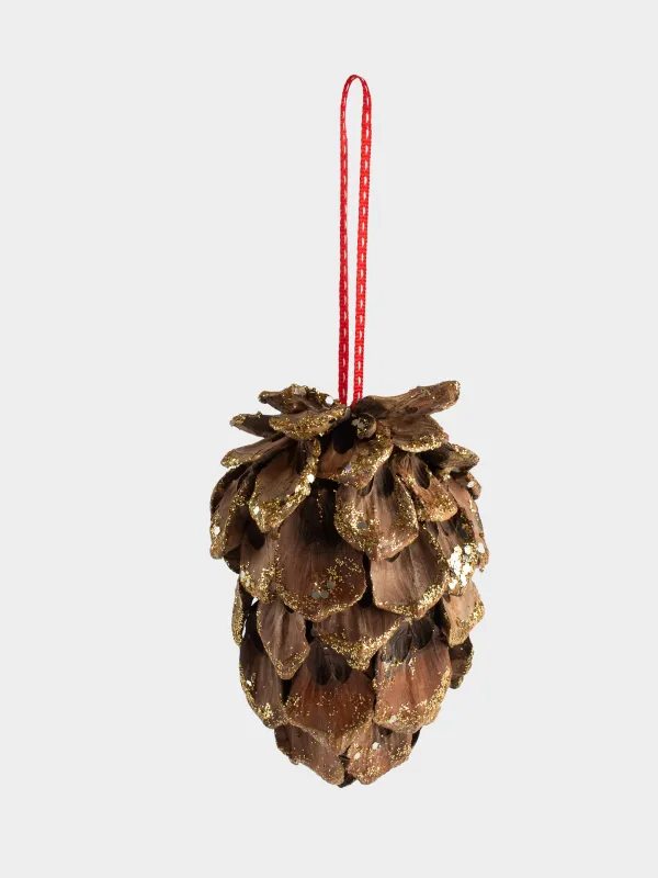 Шырша ойыншығы, 15 см, шырша бүршігі/пластик, алтын қоңыр, Жылтырақтары бар шырша бүршігі, Pine christmas, image-3