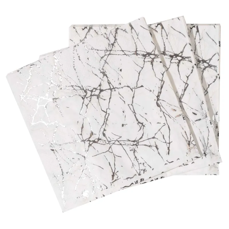 Қағаз майлықтар, 33х33 см, 20 дана, ақ, күміс мәрмәр, Maniera, image-1