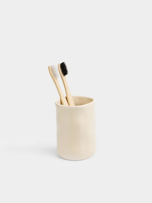 Жуынатын бөлмеге арналған стақан, 11 см, керамогранит, сүт түстес, Kaolin, image-2