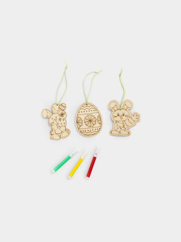 Набор для творчества, 3 пр, дерево, роспись, Пасхальное яйцо и зайчик, Creative, image-0