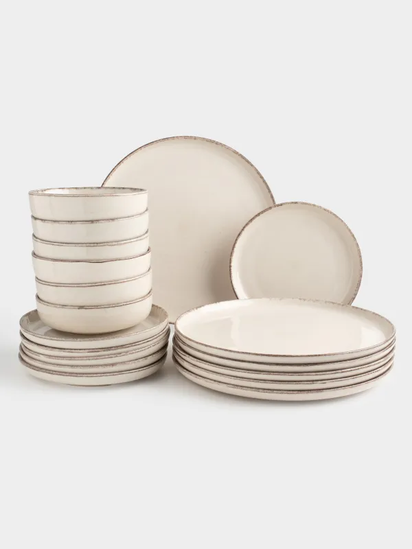 Сервиз обеденный, 6 перс, 18 пр, керамика R, бежевый, в крапинку, Speckled glaze, image-0