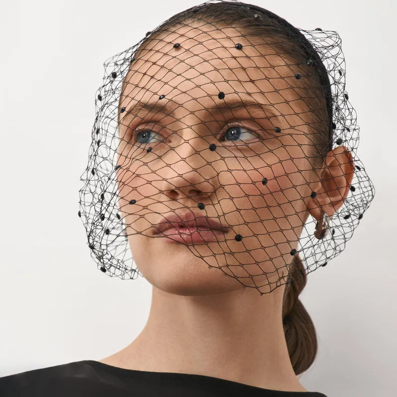 Карнавалдық жиек, 14х15 см, металл/полиэстер, қара, Вуаль, Hairstyle