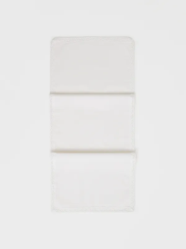 Дорожка настольная, 40х160 см, с покрытием PU, полиэстер/вискоза/лен, белая, Кружево, Comely lace, image-0