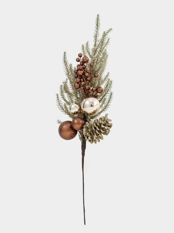 Ветка декоративная, 60 см, Хвоя и ягоды, Conifer champagne, image-0