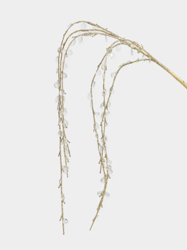 Ветка декоративная, 1 м, акрил/пластик/металл, золотистая, Кристаллы, Crystal decor, image-1
