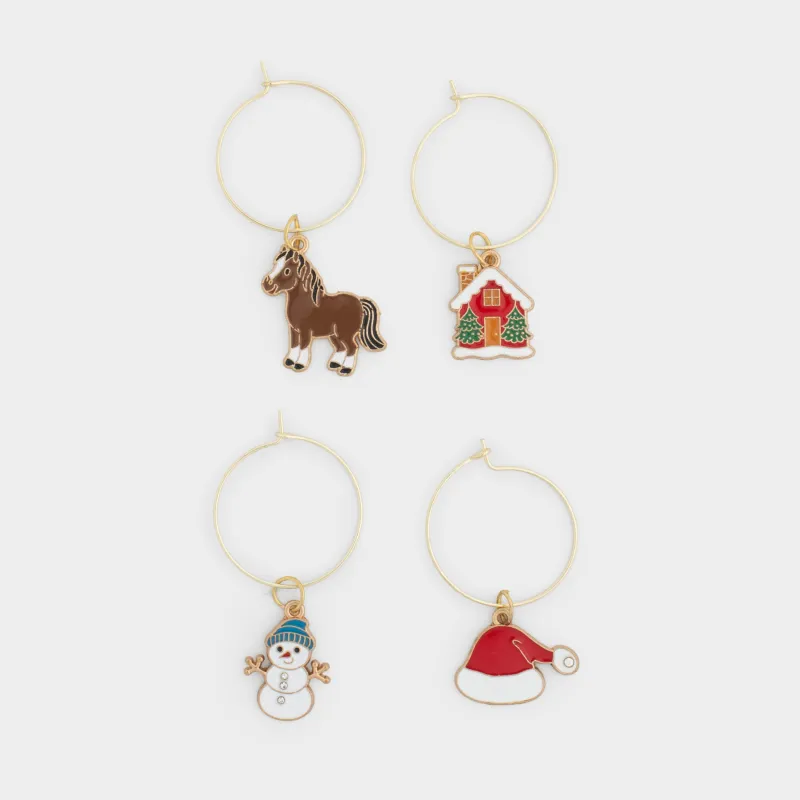 Бокалға арналған аспа, 4 дана, металл/страздар, Жаңа жылдық атрибуттар, Christmas time