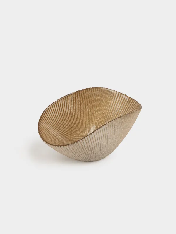 Жеміс вазасы, 27х12 см, шыны Р, алтын түстес, Ribby color, image-2