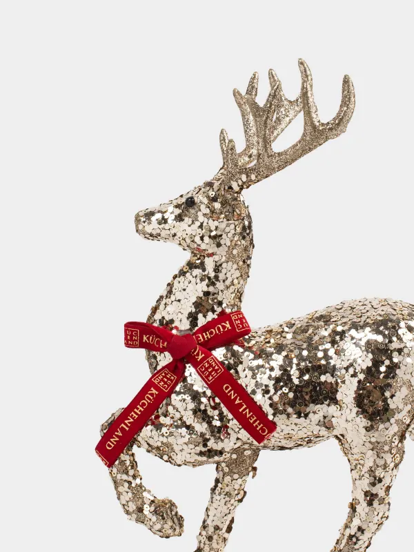 Мүсінше, 31 см, пластик, шампан, Қою қызыл бантигі бар бұғы, Deer sparks, image-4