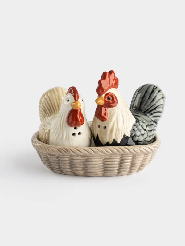 Набор для соли и перца, на подставке, Петух и курица, Rooster, image-0