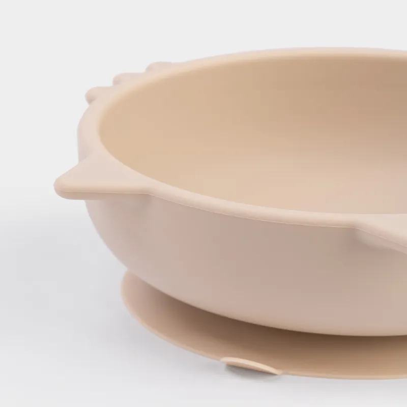 Тарелка суповая, детская, 10х10 см, 330 мл, на присоске, силикон, бежевая, Котик, Kiddy, image-3