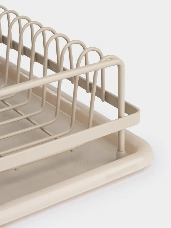 Ыдысқа арналған кептіргіш, 42х17 см, науасы бар, металл/пластик, сарғылт-қоңыр, Beige style, image-4