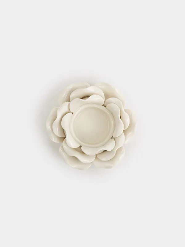 Подсвечник, 9x4 см, для чайной свечи, фарфор P, молочный, Роза, Rose, image-2