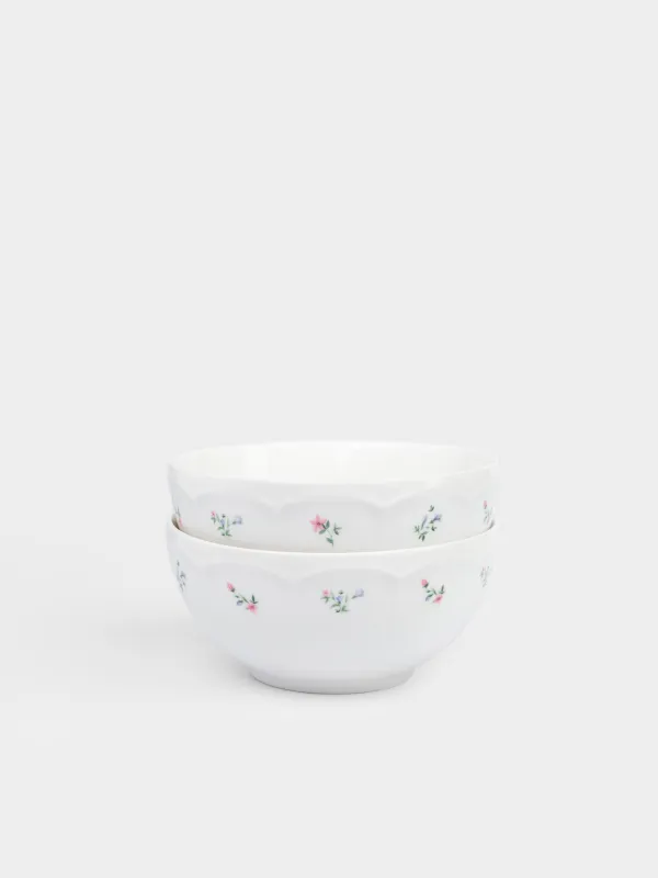 Кесе, 14х7 см, 600 мл, 2 дана, фарфор N, ақ, Нәзік гүлдер, El floria, image-0