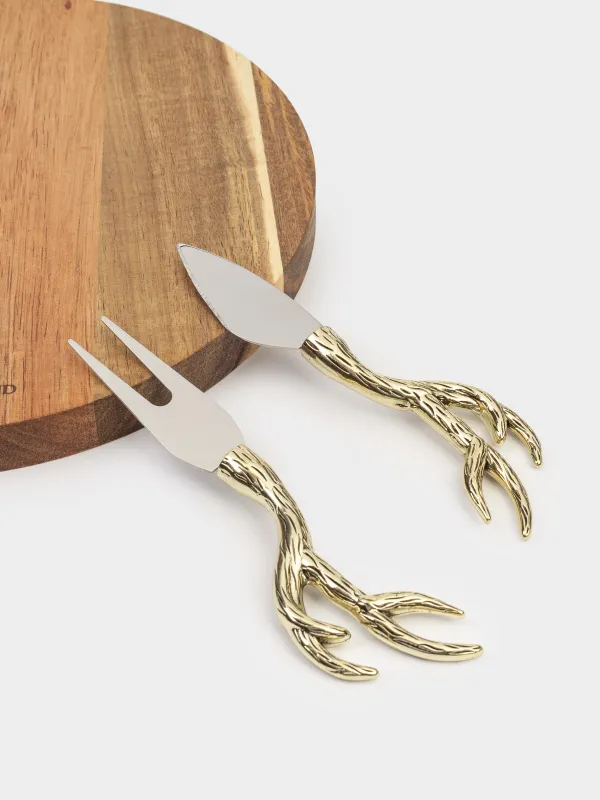 Набор для сыра, 3 пр, доска-блюдо, дерево/металл, Олень, Noble tree, image-5