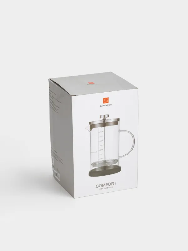 Френч-пресс, 1 л, өлшеуіш шкаласы бар, шыны Б/болат, Comfort, image-5