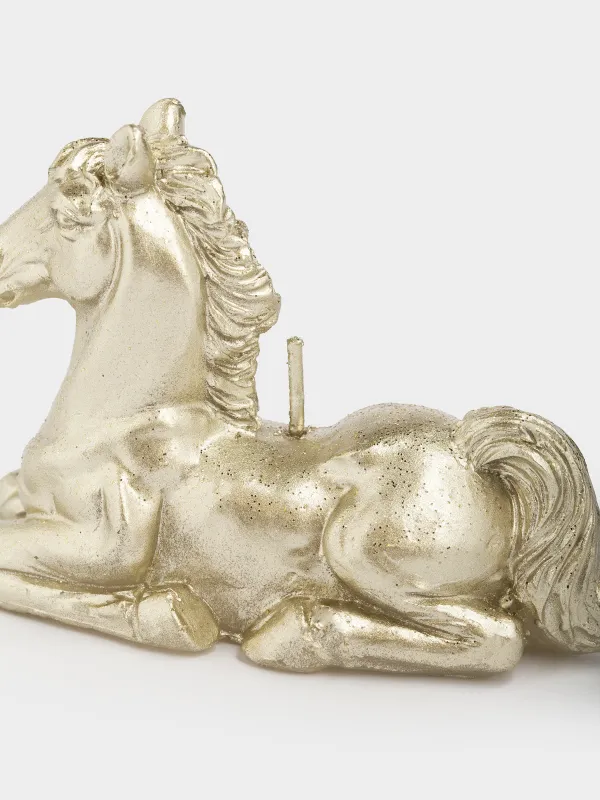 Свеча, 9x7 см, с блестками, Лошадь, Horse gold, image-4