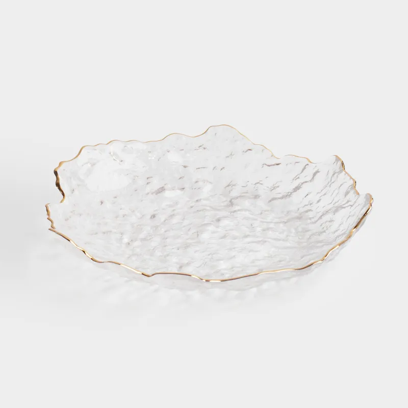 Блюдо, 25 см, стекло, с золотистым кантом, Nautilus gold