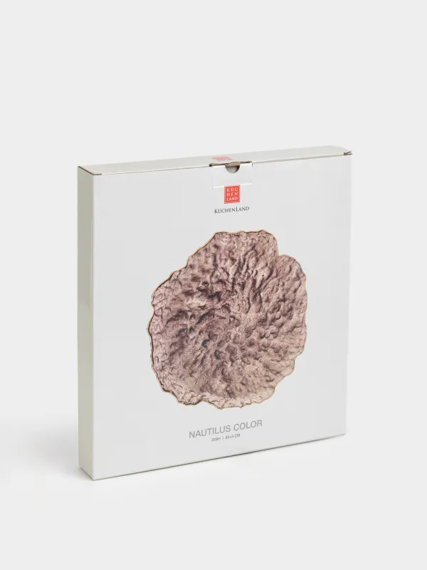 Ыдыс, 30х3 см, шыны, қоңыр, алтын жиегі бар, Nautilus color, image-5