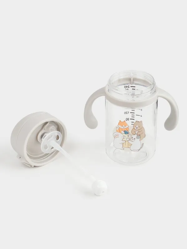 Балаларға арналған бөтелке, 240 мл, тритан, сарғылт-қоңыр, Жануарлар, Kiddy, image-6