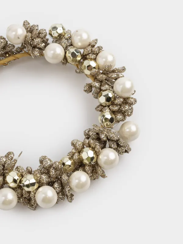 Венок для свечи, 6/10 см, полиэтилен/пластик, шампань, Шары, Bronze decor, image-3