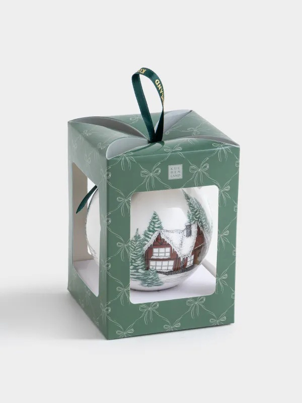 Игрушка елочная, 7 см, пенопласт, Шар, Домики, Ball print, image-3