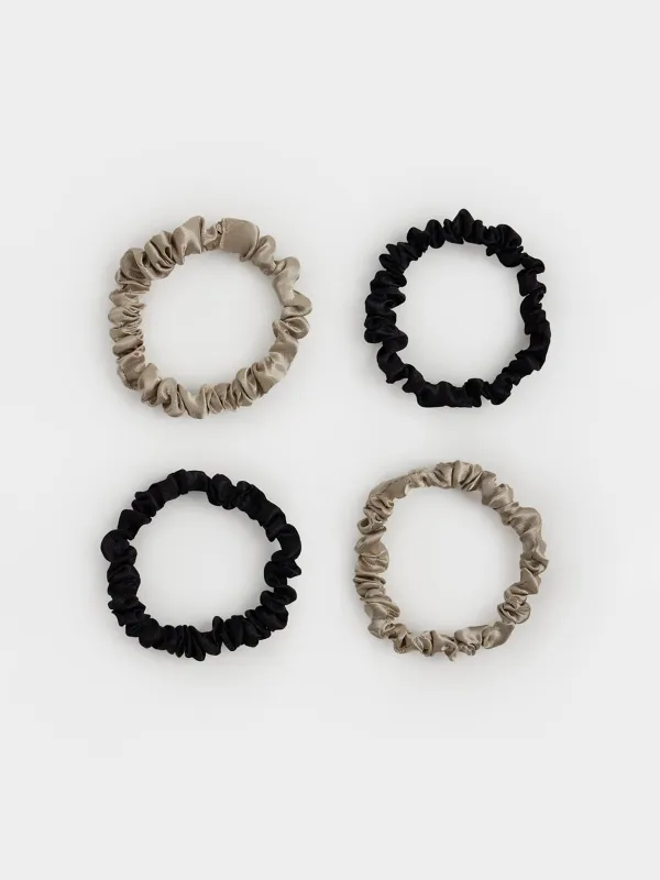 Резинка для волос, 4 шт, бежево-черная, Silk, image-1
