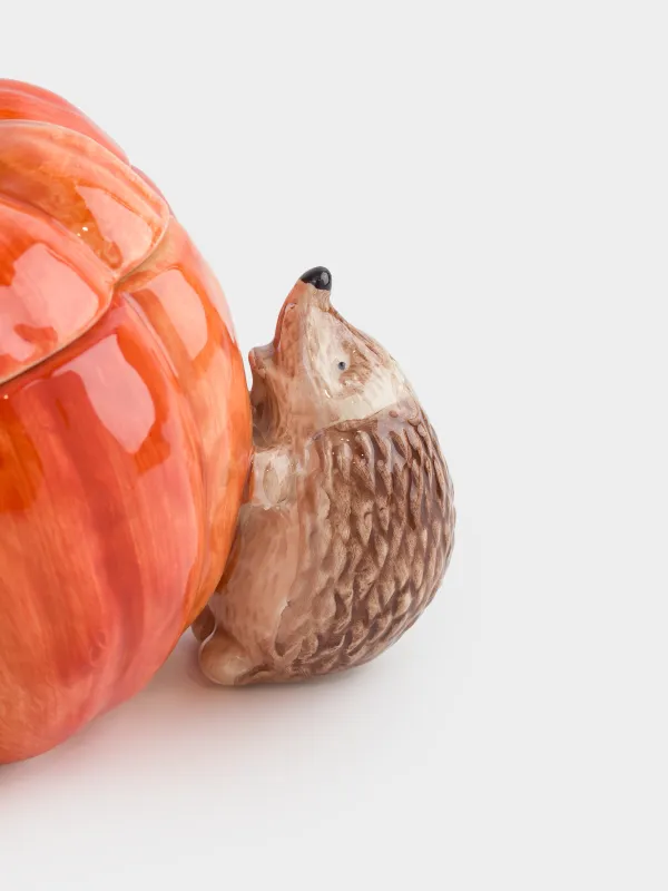 Сақтау ыдысы, 22х12 см, мл, керамика, асқабақ қосылған кірпі мен тиін, Forest symphony, image-4