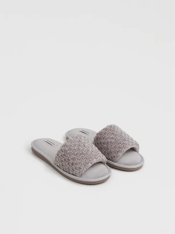 Әйелдер тәпішкелері, үйге арналған, өлшемі 38-39, шенилл/барқыт, құм, Chenille, image-5