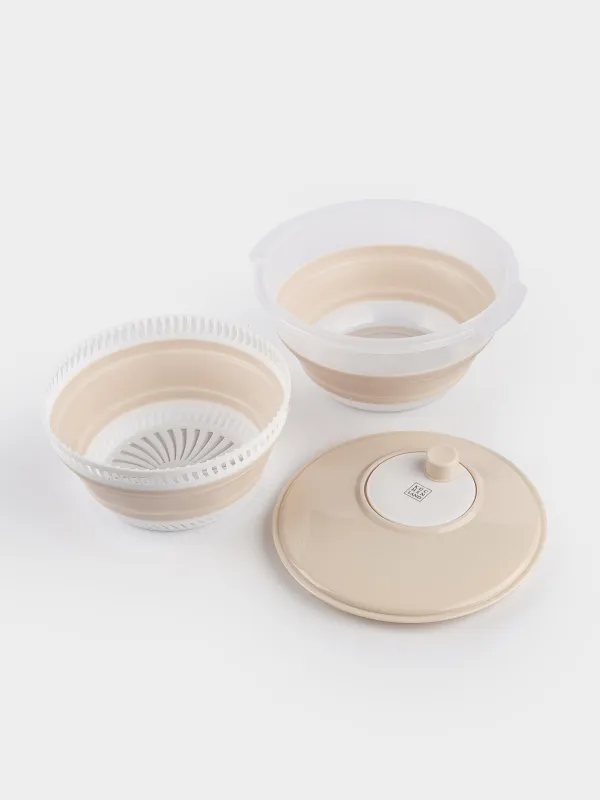 Көкөніске арналған кептіргіш, 30 см, механикалық, жиналмалы, пластик/резеңке, сұр-сарғылт қоңыр, Foldaway, image-6