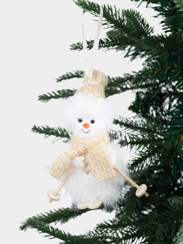 Шырша ойыншығы, 12 см, полиэстер/пенопласт, шампан, Шаңғымен сырғанап жүрген аққала, Figure Christmas Fuzz, image-3