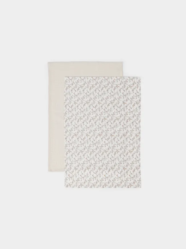 Асүйлік сүлгі, 40х60 см, 2 дана, мақта, сүт түстес/сарғылт-қоңыр, Винтажды гүлдер, La flore, image-0