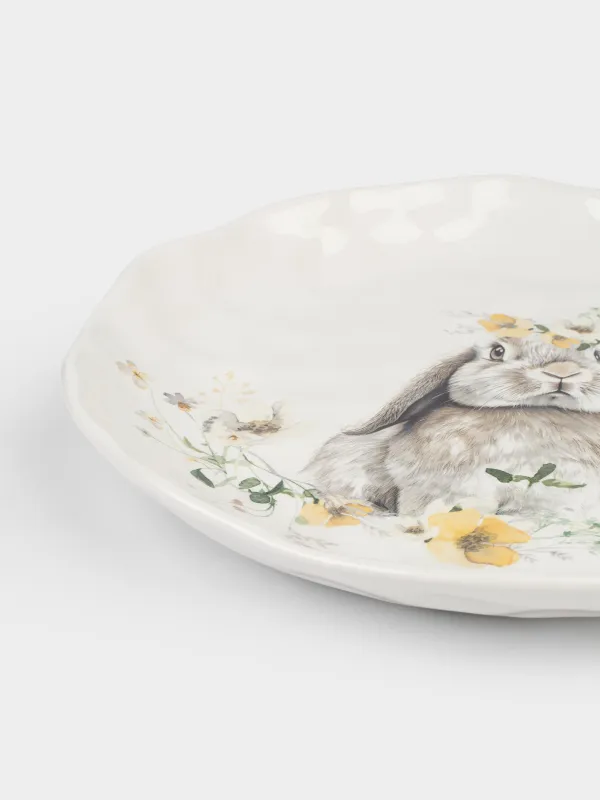 Тарелка обеденная, 28 см, Кролик с цветами, Natural Easter, image-3