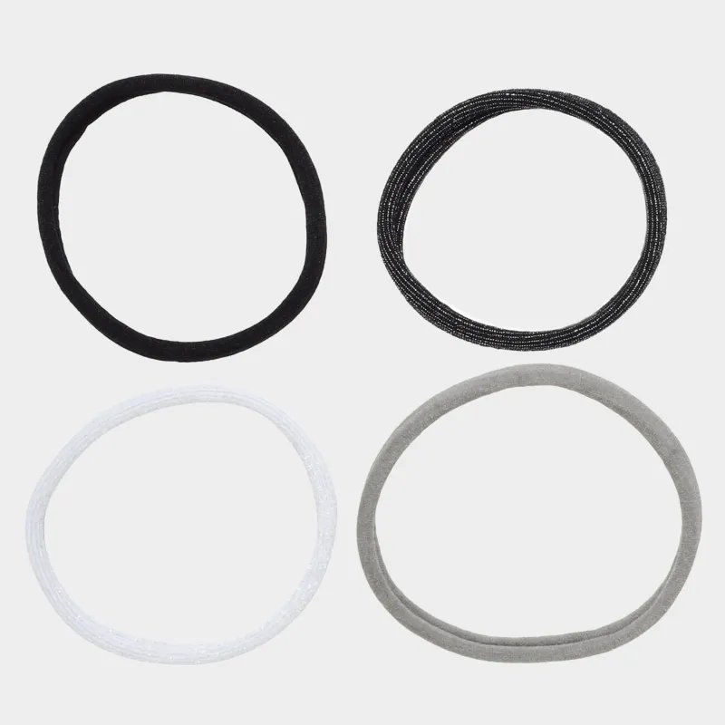 Резинка для волос, 5 см, 8 шт, полиэстер, серая/белая/черная, с люрексом, Basic