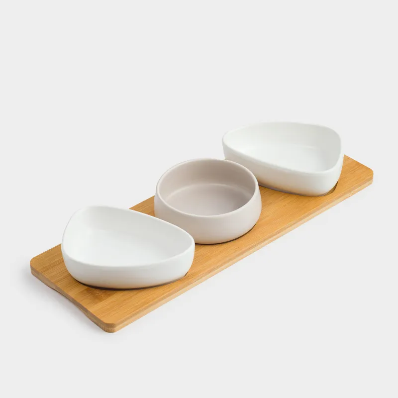 Тіскебасарға арналған жиынтық, 3 зат, тұғырда, керамика/бамбук, Bamboo