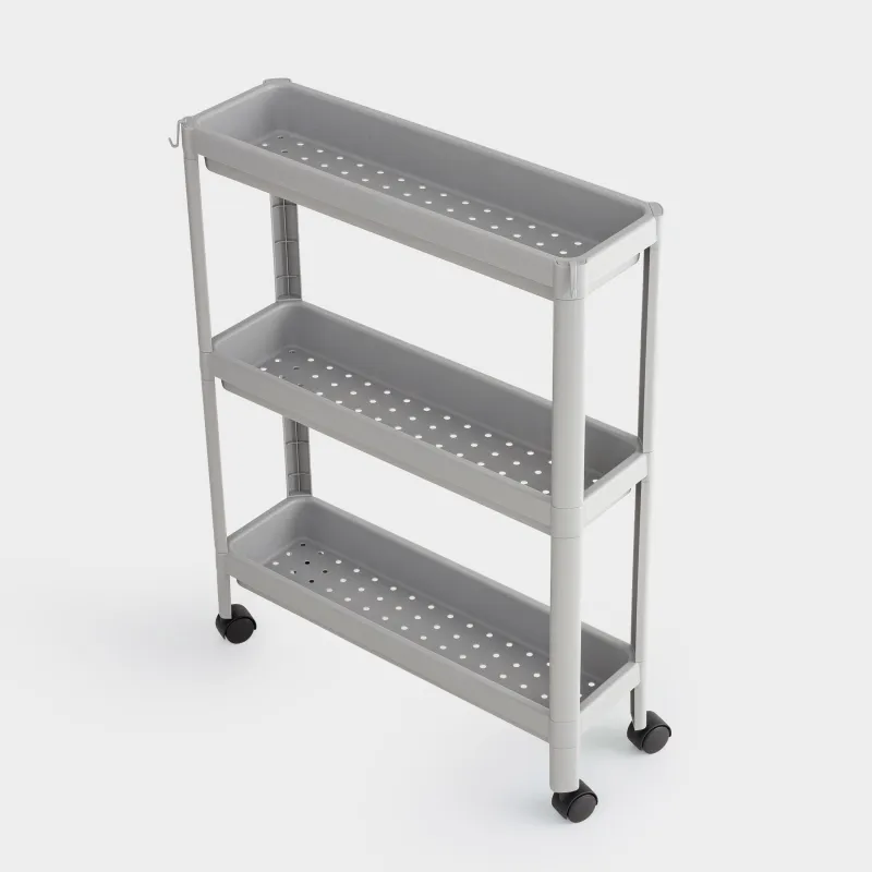 Этажерка, 3-х ярусная, 58х18х75 см, пластик, серая, Grating, image-4