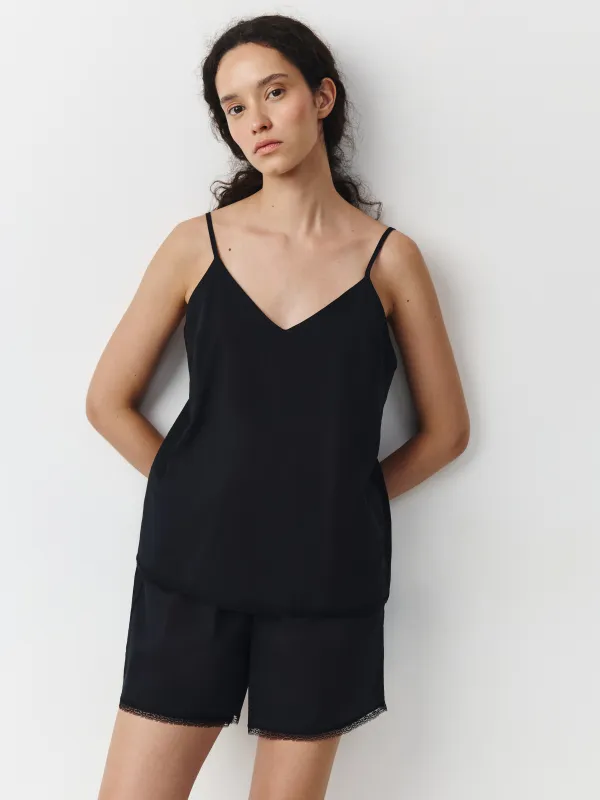 Әйелдерге арналған топ, үйге арналған, өлшемі S, белдіктері бар, шілтерлі, мақта, қара, Delia, image-2