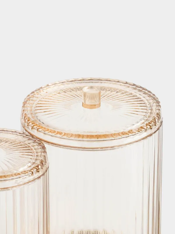 Мақта дискілеріне/таяқшаларына арналған контейнер, 11х15 см, 2 бөлім, қақпағы бар, пластик, кәріптас, Ribby color, image-2